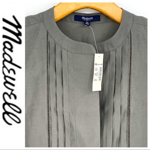 💕SALE💕NWT Madewell Green Pleat Tunic Shirt Dress - Picture 5 of 8